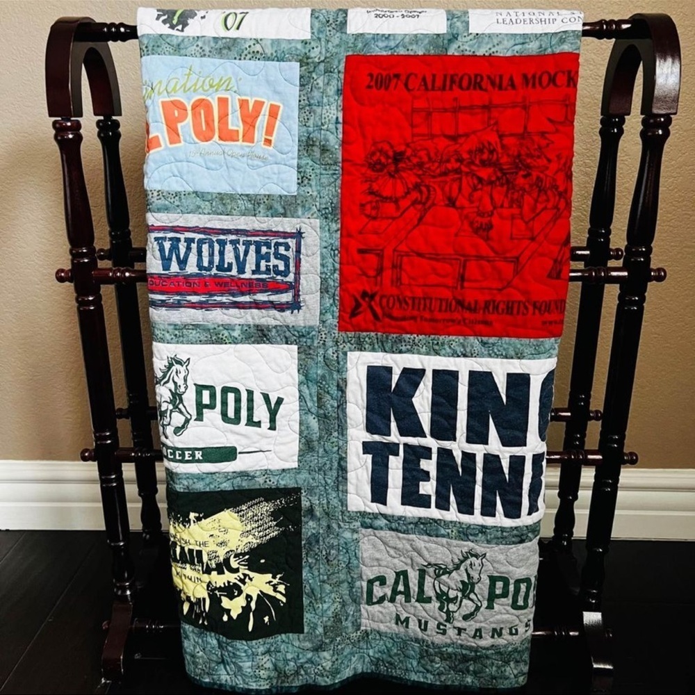 55”x55” CalPoly Beautiful Handmade Quilt, 
Quilted Throw ,picnic quilt.